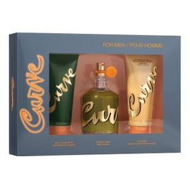 Men's Cologne Gift Set by Curve, 3 Pieces Include 4.2 Fl Oz Cologne, Hair and Body Wash, and Face Balm