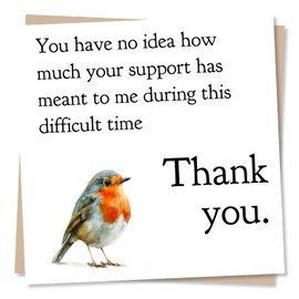 Heartfelt Robin Thank You Card - You Have No Idea How Much Your Support Has Meant To Me In This Difficult Time - Beautiful Robin Design For Friends Or Family