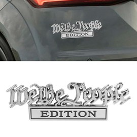 UBOG Car Emblem,We The People Edition Emblems,Car Decals,Car Accessories 3D Full Metal Car Decals with Strong Adhesive,Automotive Exterior Accessories,Suitable for Most Cars Motorcycles (Black&Silver)