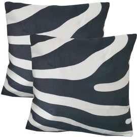 Aitliving 2PCS Pack Decorative Pillowcase Zebra Animal Stripe Dark Gray Black and White Embroidered Decorative Throw Pillow Cover 17x17 inch Grey Black Modern Pattern Animal Stripes Chic Zebra Pillow