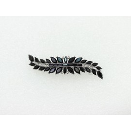 Faship Gorgeous Black Marquise Rhinestone Crystal Floral Small Hair Barrette