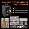 THQL2100 Circuit Breaker 100 Amp 2-Pole, Plug-in Mount, Thermal Magnetic