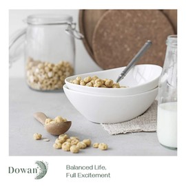 DOWAN Cereal Bowls, 12 oz White Ceramic Serving Bowl Set of 6, Oval Ice Cream Bowls for Snack Dessert Salad Pasta Soup, Microwave & Dishwasher Safe, Good Size for Garden Tea Parties