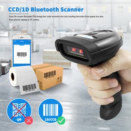 NETUM Bluetooth Barcode Scanner, Compatible with 2.4G Wireless & Bluetooth Function & Wired Connection, Connect Smart Phone, Tablet, PC, CCD Bar Code Reader Work with Windows, Mac,Android (NT-1228BC)