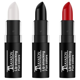 3 Colors Gothic Matte Lipstick Set, Vampire Black White Red Cosplay