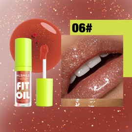 Tiejdhr 8 Colors Lip Oil Lip Glaze, Hydrating Lip Glow Oil Big Brush Head Shiny Moisturizing Lip Gloss, Long Lasting Non-sticky Fresh Transparent Tinted Plumping Lip Oil (# 06)