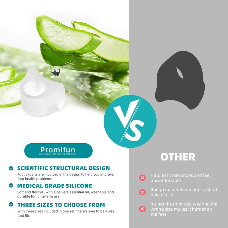 Toe Separators for Overlapping Toes Toe Spacers with Aloe Vera