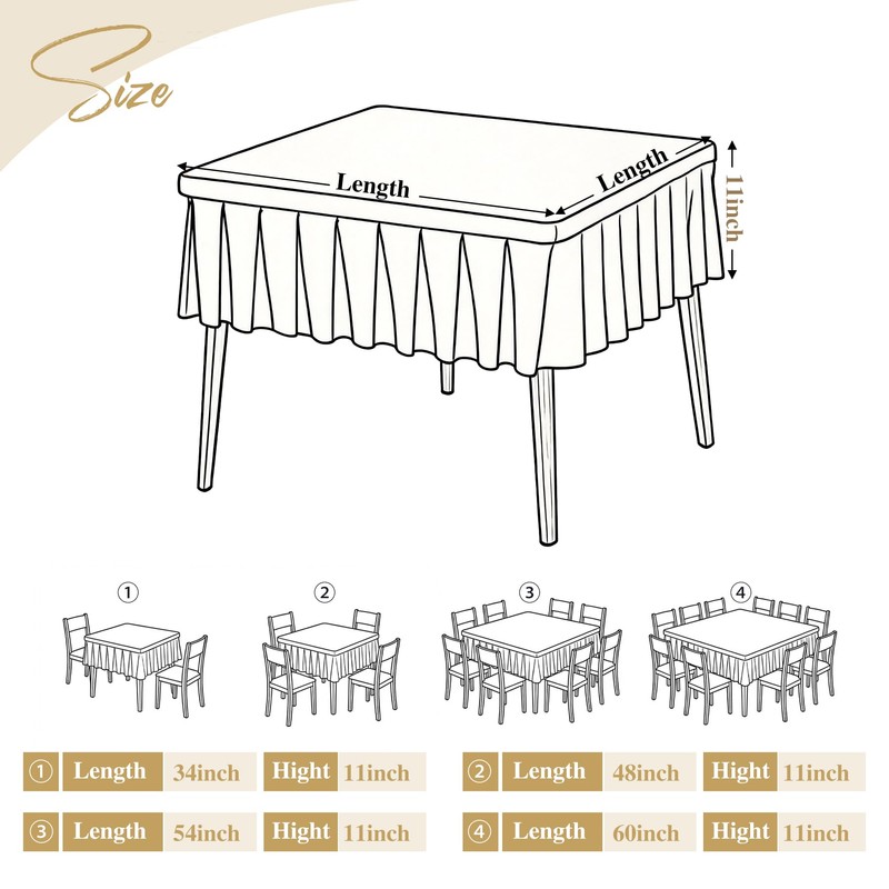 PARTISKY Natural Spandex Square Tablecloths 34x34 Inch, Wrinkle Free Fitted