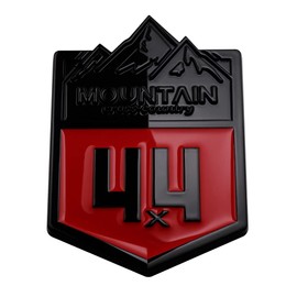 1X Mountain 4x4 Cross Country Metal Car Sticker Off Road Racing Decal Emblem Badge Fits Off-Road Car Truck SUV (Black Red)