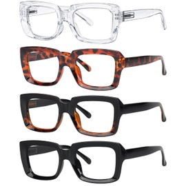 Eyekepper 4 Pack Ladies Reading Glasses - Stylish Oversized Square Readers for Women
