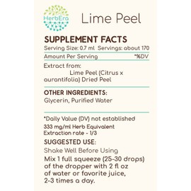 Lime Peel B120 Alcohol-Free Herbal Extract Tincture, Concentrated Liquid Drops Natural Lime Peel (Citrus x aurantifolia) Dried Peel (4 fl oz)