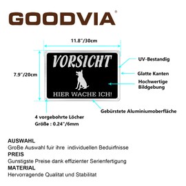 Goodvia Goodvia Vorsicht Hund Schild Lustig Aluminium 30x20cm | A4 Hier Wache Ich Hund Schild Metall Schwarzer Vintage