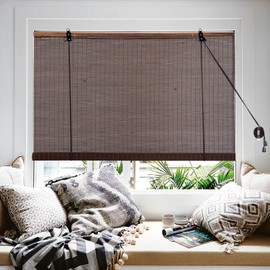 ALIMOO Bamboo Blinds, Bamboo Roll Up Blinds for Windows, Light Filtering Window Shades for Doors Indoor Outdoor Home Patio Porch 72" H x 48" W