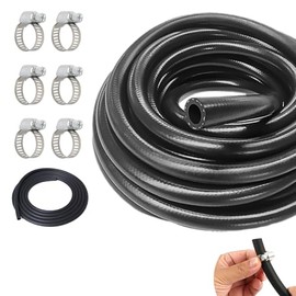 1M Petrol Hose 6 mm, Petrol Hose Set & Diesel Hose with 6 Stainless Steel Hose Clamps, Vacuum Hose for Car, Tractor, Lawnmower, Hydraulic Hose, Car, Small Engines, Rubber Hose