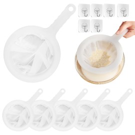 Yooyan Sieve Set 6 Pieces Fine, Ultrafine Nylon Fine Sieve Kitchen with Handle, 80/100/120/200/300/400 Mesh, Fine Sieve for Juice, Milk, Soy Milk, Wine, Coffee