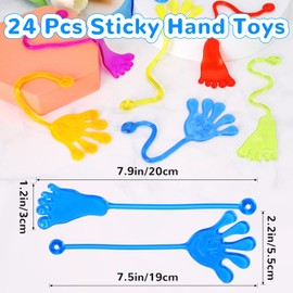 VICROIC 24PCS Sticky Hands Foot Toys for Kids, Sticky Goodie Bag Stocking Stuffers Toys for Birthday Party Supplies, Colorful Stretchy Slap Hand Toys for Boys Girls Classroom Prizes