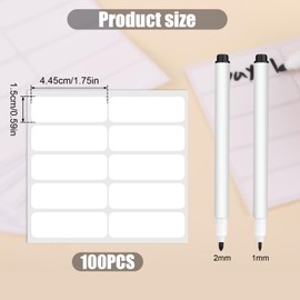 Pack of 100 Clothing Labels for Children with 2 Permanent Fabric Markers, Name Badges Stickers, Children's Name Stickers, Children for Children, School, Nursing Home, Daycare Camp (White)