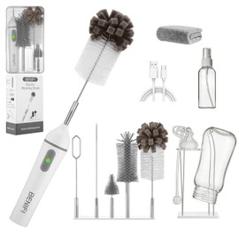 Benifi Electric Bottle Cleaner Pro, 11 in 1 Baby Bottle Brush with Drying Rack, Sponge Brush, Silicon Brush, Formula Mixer, Nipple Brush, Soap Dispenser, Microfiber Cleaning Cloth Included