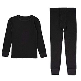 Fruit of the Loom boys Premium Thermal Waffle Underwear Base Layer Set, Black, 5-Apr US