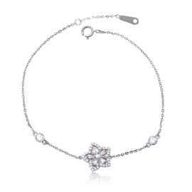 Dainty Flower Bracelet, Elegant Floral Cherry Blossom Bracelet, S925 Sterling Silver, Gold & Rose Gold, Cute Minimalist Friendship Bracelet