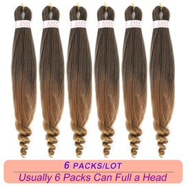 Blonde Braiding Hair Pre Stretched French Curly Braiding Hair 6 Pack 22 Inch Crochet Braids Natural Easy Braid Crochet Hair Hot Water Setting Professional Soft Yaki Straight Hair For Braiding (22inch（pack of 6）, 1B/30/27)
