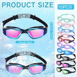 Konohan 10 Pack Swim Goggles Bulk for Kids adult Pool Goggles Anti Fog Silicone No Leak Swimming Glasses for Men Women Youth(Light Colors)
