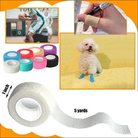 Chewarelly 8 Pack 1 in x 5 Yards Cohesive Wrap Self Adhesive Bandage Wrap Elastic Self Adherent Wrap Self Stick Vet Tape for Athletic, Wrist, Ankle, Knees, Pets (White)