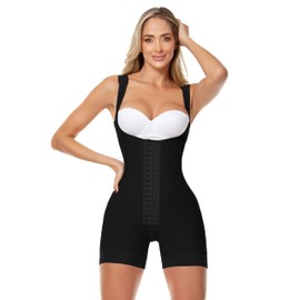 Melibelt 2032 Fajas Colombianas Reductoras Y Moldeadoras shapewear for women tummy control Faja Reloj de Arena, Black, Large