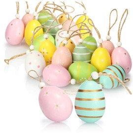 com-four Decorative Easter Eggs for Hanging, Made of Wood in Great Colours, Beautiful Patterns