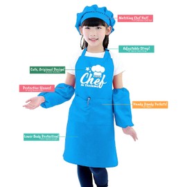 Sister Novelties Apron for Kids (4 Piece Set), Kids Cooking Aprons, Kids Chef Hat and Apron, Kids Aprons for Girls and Boys, Kids Chef Hat, Chef Hats for Kids, Kids Apron and Chef Hat (Black)