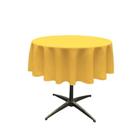 LA Linen Polyester Poplin Washable Round Tablecloth, Stain and Wrinkle Resistant Table Cover 51", Fabric Table Cloth for Dinning, Kitchen, Party, Holiday 51-Inch, Yellow Dark
