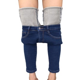 heipeiwa Womens Winter Jeans Fleece Lined Jeans Thermal Thick Skinny Denim Pants Slim Stretch Warm Jeggings Blue