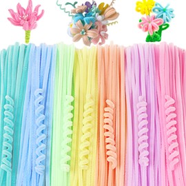 XIAOJING0 100 PCS Pipecleaners Craft Pipe Cleaners,30cm Long Flexible Rainbow Chenille Cord Curved Plush Pipe Cleaner for Handcrafting and Christmas Tree Project DIY Decorating (Macaron Color)