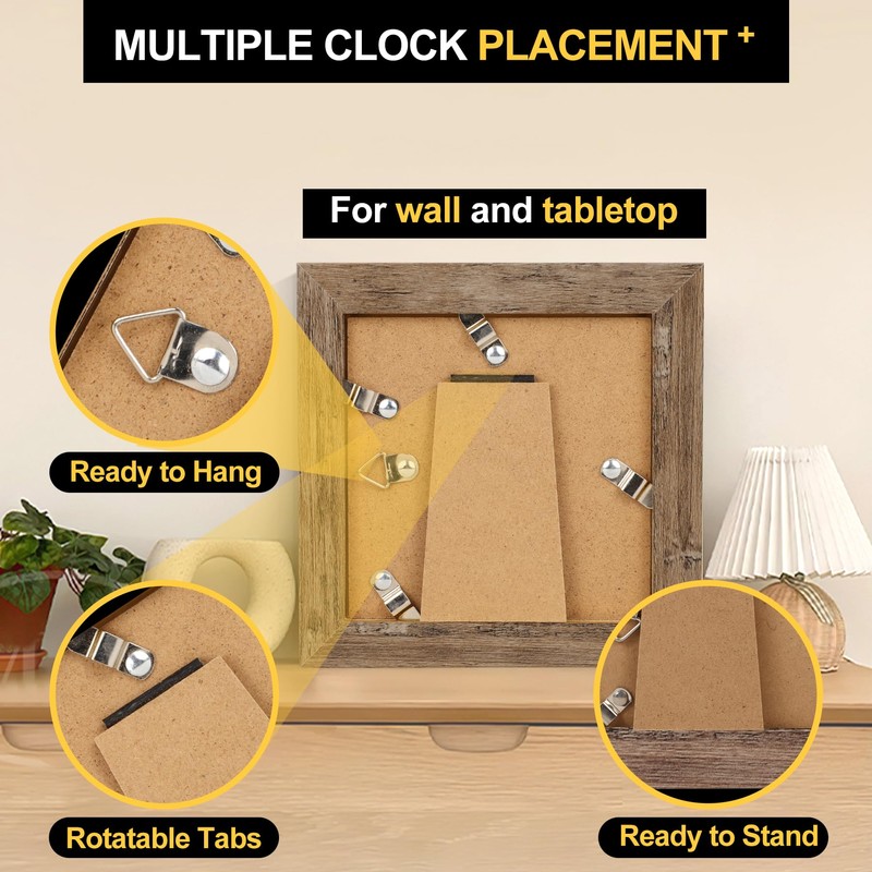 TOFOREVO 4x4 Picture Frames Set of 6 Rustic Wood Grain