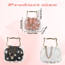 FuninCrea 5x7 Inch Mini Handbags for Women with Removable Inner Bag and Chain Shoulder Strap, Transparent Shoulder Bag Women Small Handbag Women's Cross-Body Bag with Cat-shaped Handle (Black)