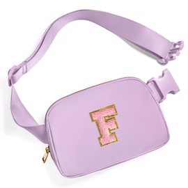 Gitus Belt Bag Fanny Pack Crossbody Bags with Initial Letter Patch Cute Stuff Birthday Gifts for Teenager Girls Trendy Preppy Stuff for Teen Girls Cool Stuff for Teens, Lavender, one size, F