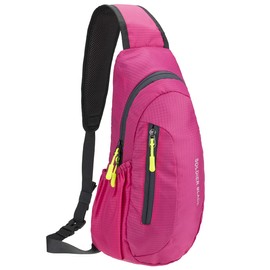 PivotWing Sling Bags for Men Women Small Backpack Rucksack Crossbody Shoulder One Strap Side Bag for Dog Walking Hiking Travel Cycling Gym Mens Cross Body Sling Chest Bag Rose Red