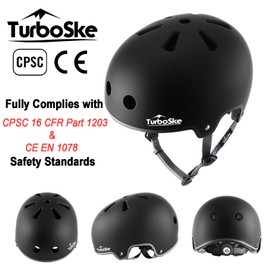 TurboSke Skateboard Helmet, BMX Helmet, Multi-Sport Helmet, Bike Helmet for Kids, Youth, Men, Women (Black&Gray, L/XL (22.8"-24"))