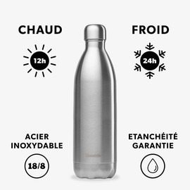 Qwetch Duck Blue Insulated Thermos Flask, 1L Stainless Steel Flask, 24 Hours Hot and Cold, Waterproof, BPA Free and Reusable