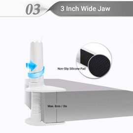 Mingzhe 27 Inch Flexible Gooseneck Tablet & Phone Stand Cell Phone Holder with Adjustable Mount and 3 inch Screw-Type Clamp for Desk/Bed/Kitchen Compatible with 4 inch to 10.6 inch Phones/Tablets