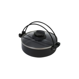 Pearl Metal HB-6603 Sukiyaki Pot, 7.1 inches (18 cm), Glass Lid Included, Fluorine Treatment, Induction Compatible, For 1 Person, Home Serving