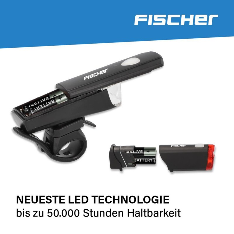 Fischer Set di luci a LED per bicicletta, con tecnologia
