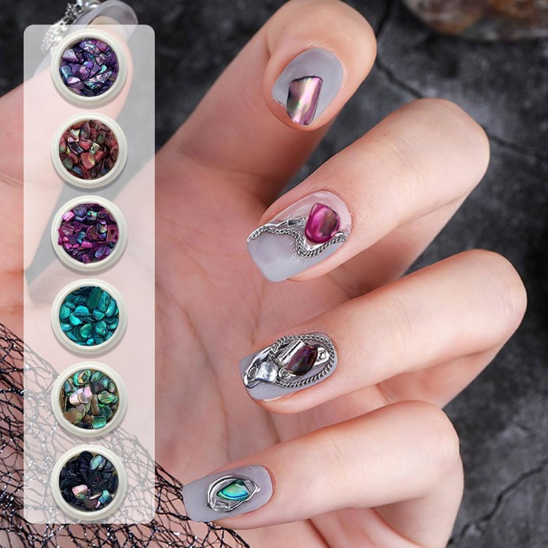 Abalone Shell Flakes for Nail Art, Mixed Size 3D Abalone