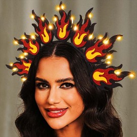 Reaky Luminous Headbands with Luminous Flame LED Glitter Headband Concert Music Festival Carnival Costume Headwear Hair Accessories for Women