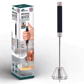 Piranha Whizzy Whisk - Effortless Whisking. Your GoTo Mini Manual Whisk! Achieve Perfect Results with this Mini Hand Whisk - Compact, Convenient, and Efficient Hand Push Whisk Design (Black)