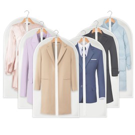 Phantasy® Garment Bag Suit Pack of 6 Moth Protection for Transparent High-Quality Garment Bags with Zip, Waterproof Dust Protection Shield for Suits Dresses Jackets Shirts 60 x 120 cm