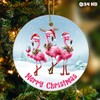 34HD Gifts for Christmas, Flamingo Christmas Ornament Ceramic 2-Side Printed,