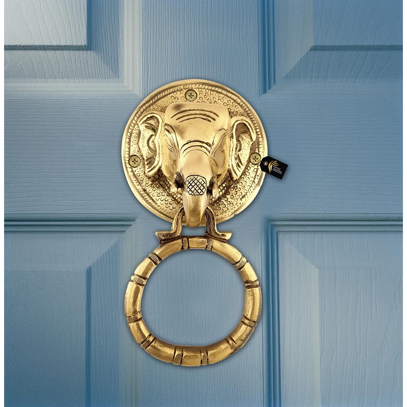 THEGURIA Elephant Face Brass Door Knocker