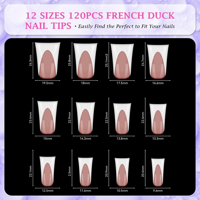 outopen 120pcs Duck Nail Tips Short Caramel Pink French Duck