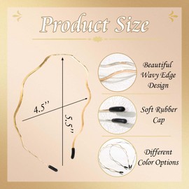 STGDAK Metal Headbands for Women Gold Headband Silver Wavy Hairband Fashion Hair Accessories Elegant Cute Head Band Wedding Thin Wire Headpiece for Teen Girls